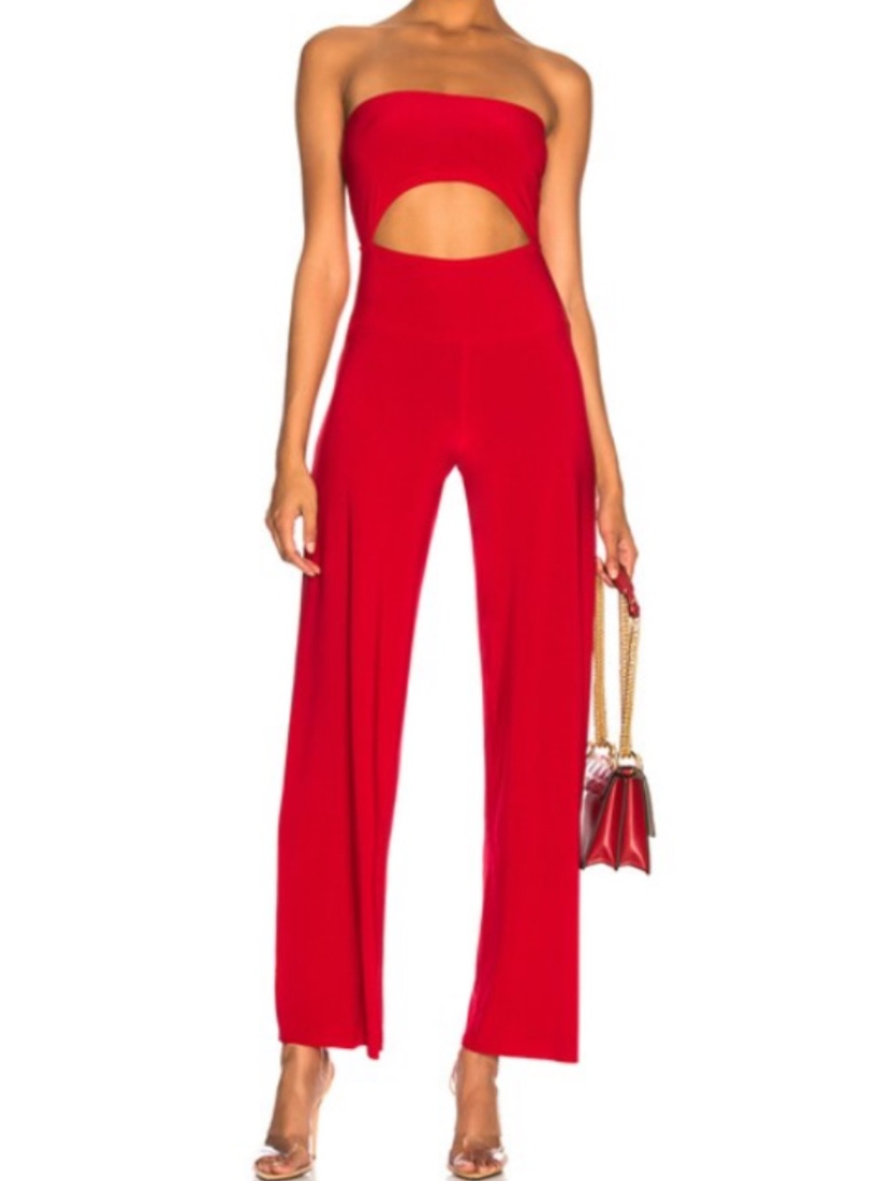 Norma Kamali Strapless Cutout Wide-Leg Jumpsuit  EUC worn once.